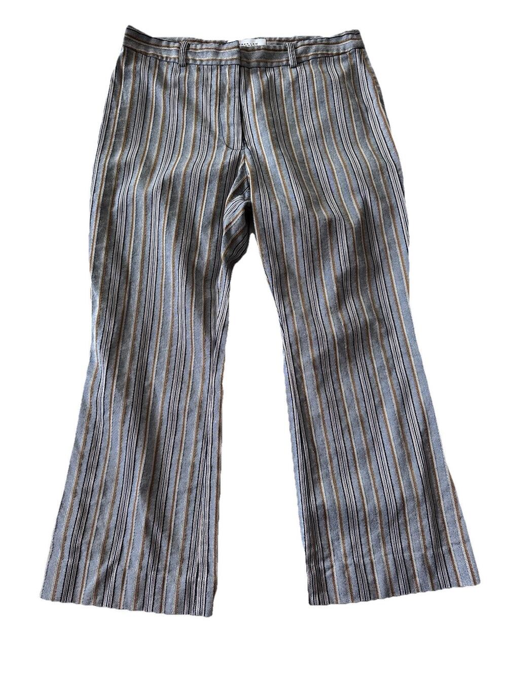 Derek Lam 10 Crosby Gray Striped Crop Cotton Stretch Pants Preppy Classic READ